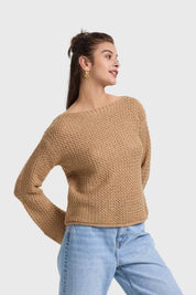 Sweater Mujer Calado Camel