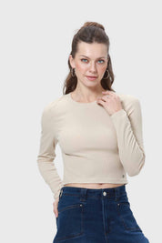 Polera Mujer Rib Beige