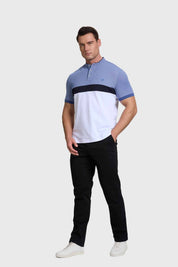 Polera Hombre Franja Celeste