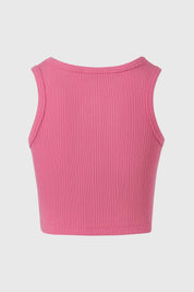 Polera Niña Rib Tipo Peto Rosado