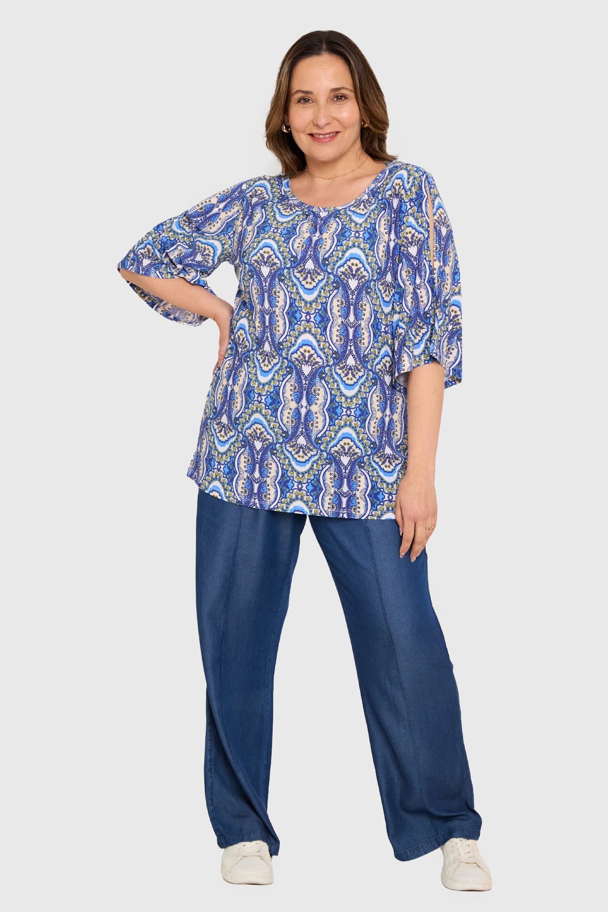 Polera Mujer Corte En Hombros Azul