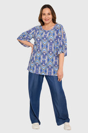 Polera Mujer Corte En Hombros Azul