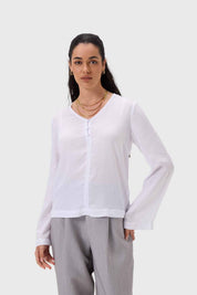 Blusa Mujer Manga Flare Blanco