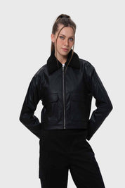 Chaqueta Mujer Con Bolsillo Negro