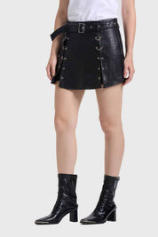 Falda Mujer Short Ojetillos Negro
