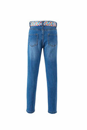 Jeans Con Cinturón Azul