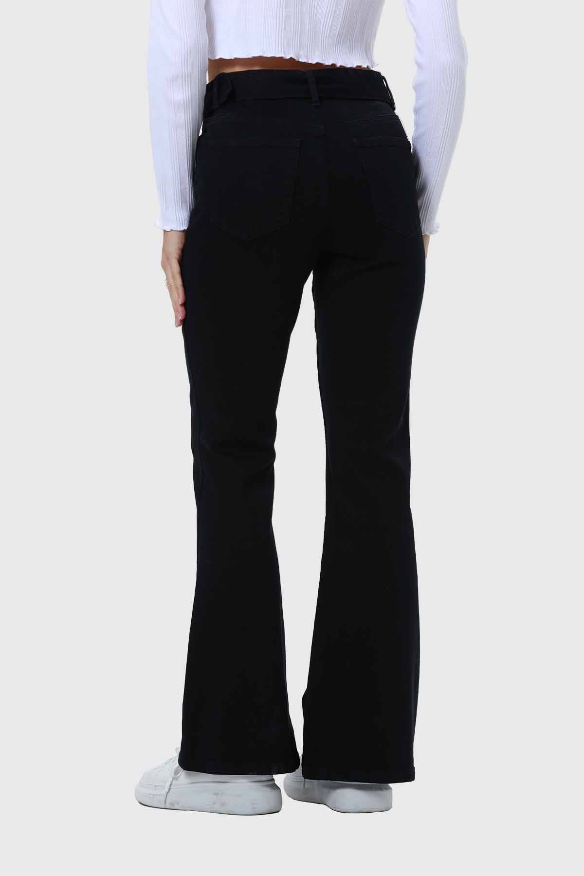 Jeans Mujer Flare Linea Curva Negro