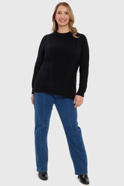 Sweater Mujer Calado Casual Negro