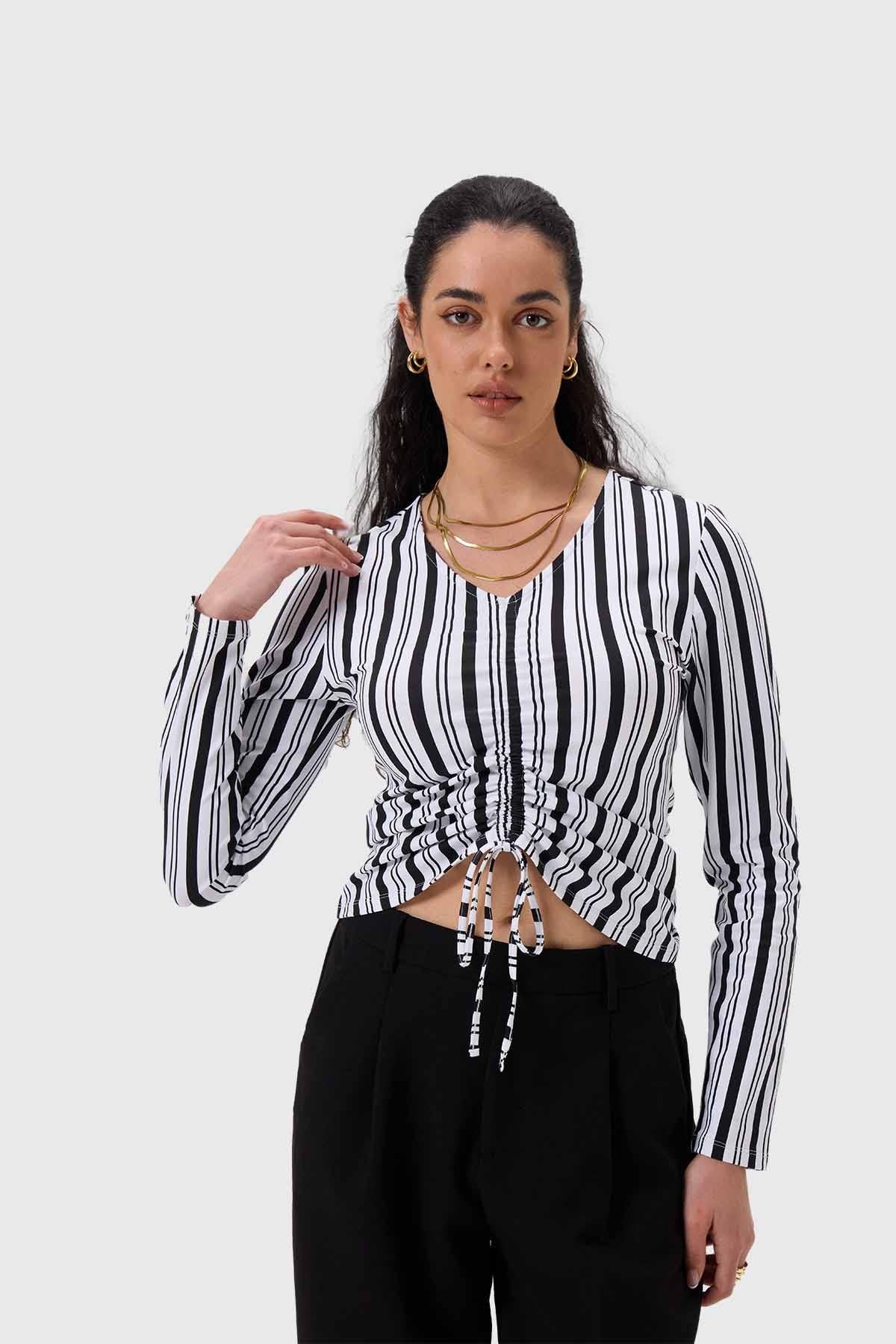 Polera Mujer Recogido Delantero Blanco