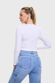 Polera Mujer Amarras Escote Blanco