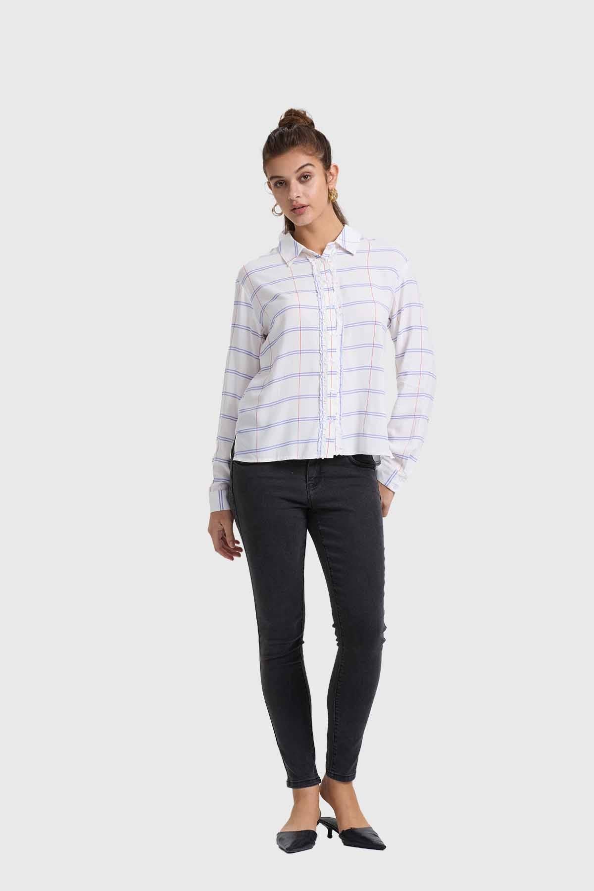 Blusa Mujer Abotonada Crudo