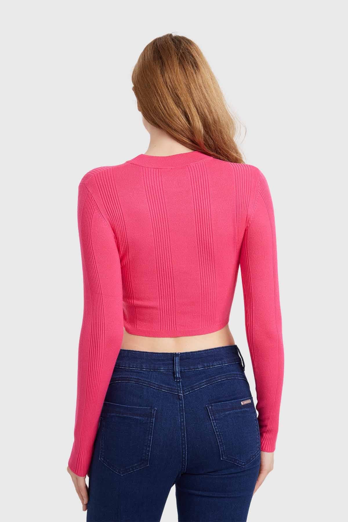 Sweater Mujer Crop Fucsia
