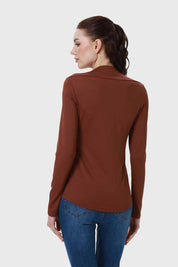 Polera Mujer Escote Recto Café