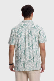 Camisa Hombre Diseño Tropical Beige