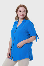 Blusa Mujer Aplicación Amarra Azul