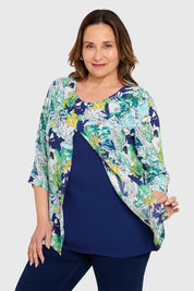 Blusa Mujer Crep Abertura Azul