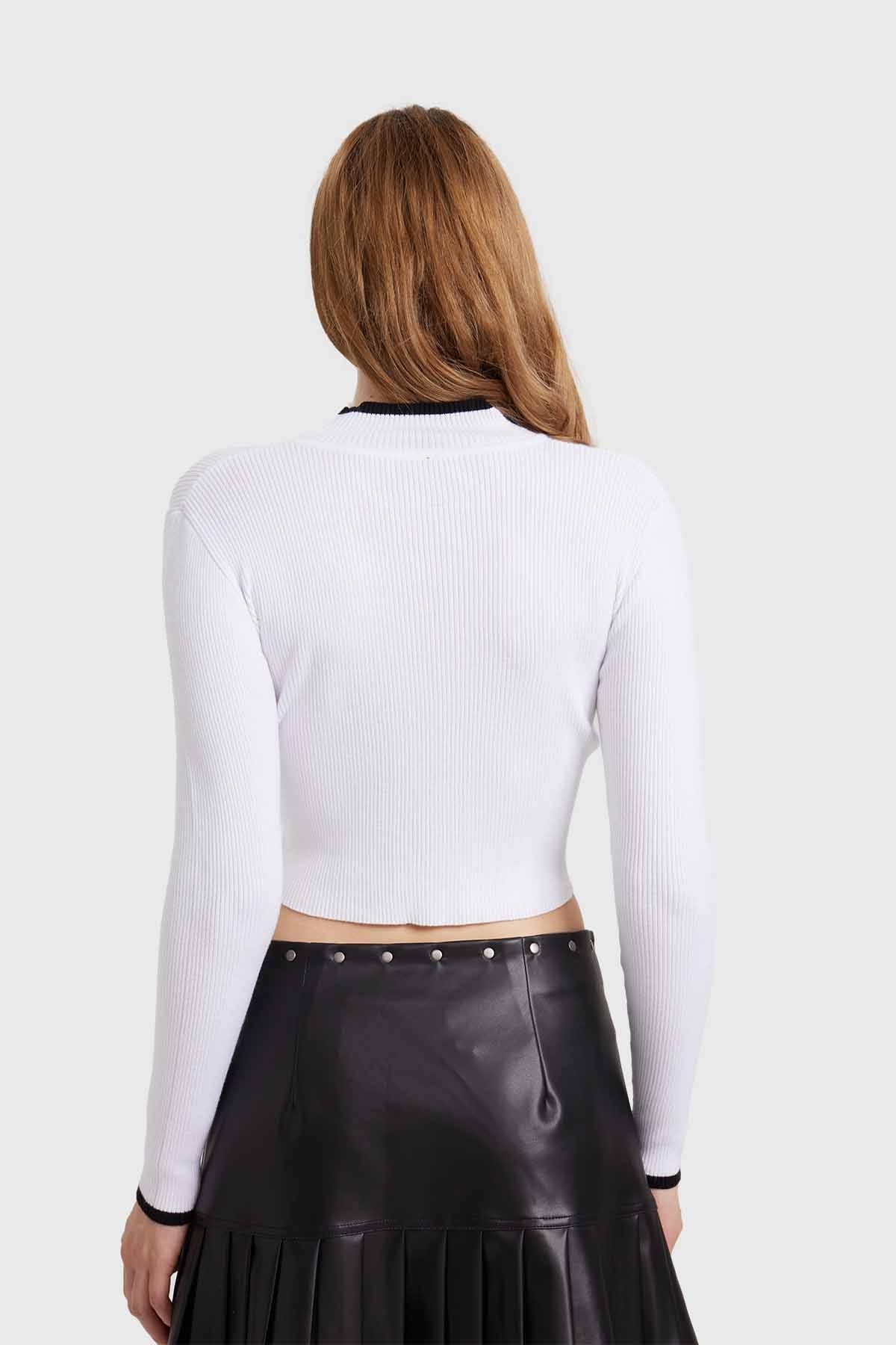 Sweater Mujer Contraste Blanco