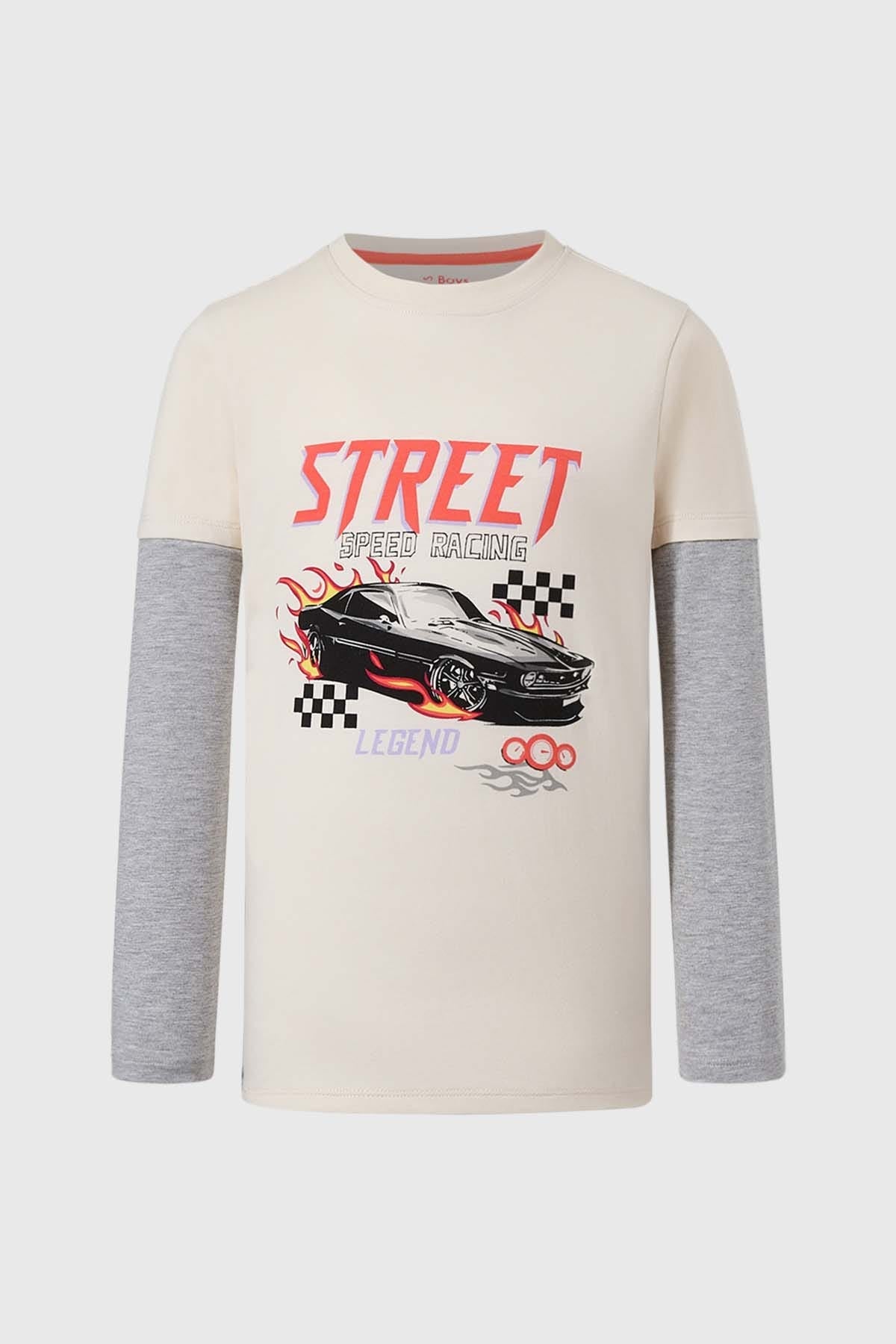 POLERA NIÑO DOBLE MANGA BÁSICA CRUDO II