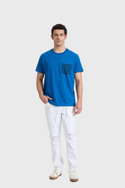 Polera Hombre Con Bolsillo Azul