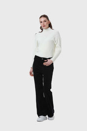 Pantalón Mujer Flare Push Cotelé Negro