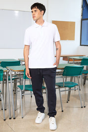Polera Escolar Hombre Piqué Blanco