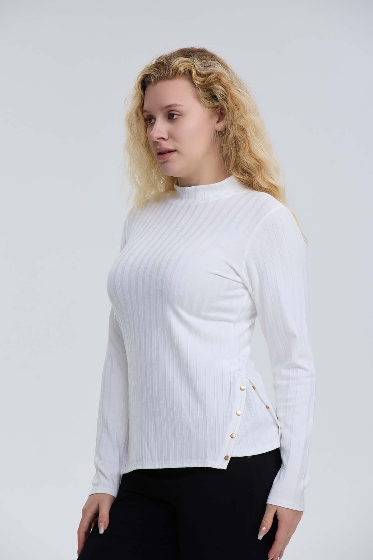 Polera Mujer Abertura A Los Costados Crudo