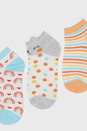 Calceta Niña Tripack Print Salmón