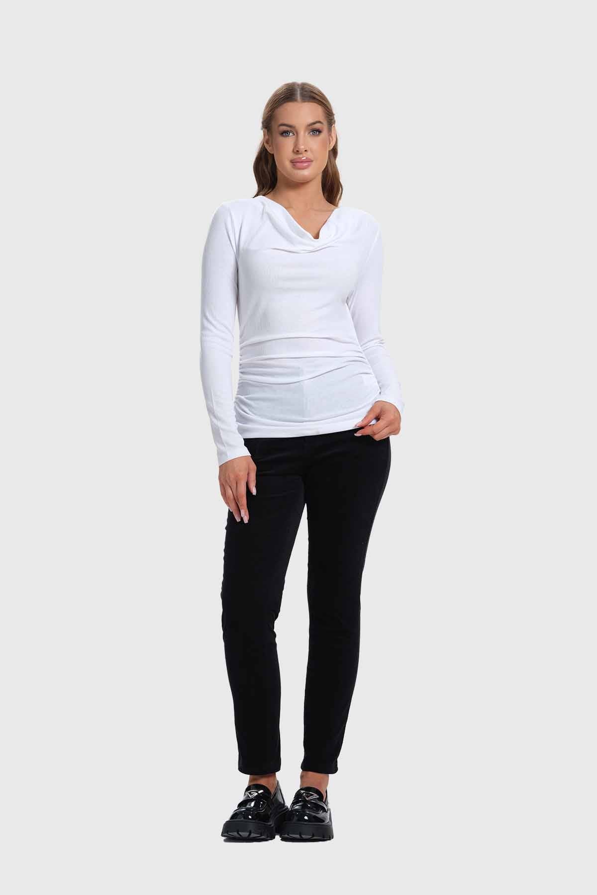 Polera Mujer Drapeado Blanco