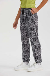 Pantalón Mujer Bombacho Puño Elástico Negro