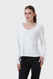 Sweater Mujer Manga Vuelo Blanco