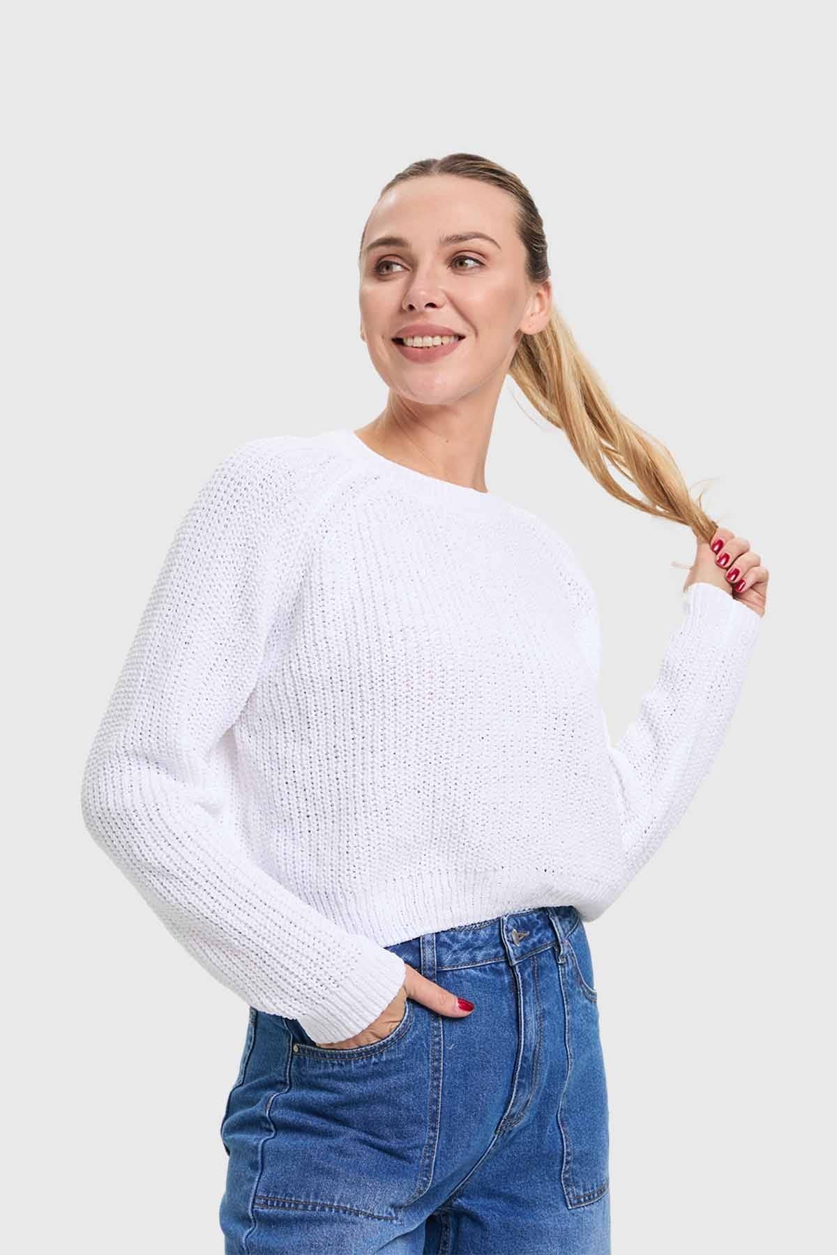 Sweater Mujer Chenille Blanco