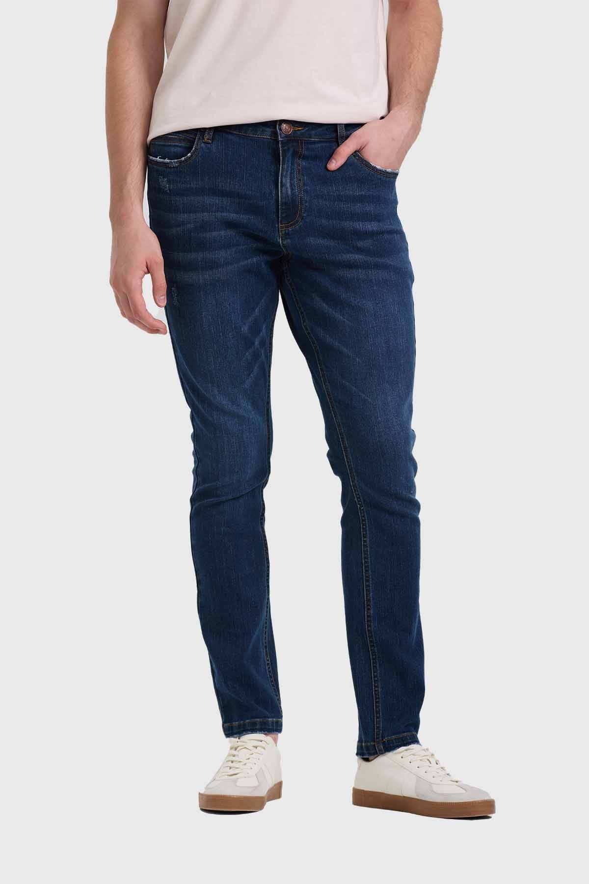 JEANS HOMBRE BOLSILLO TRASERO AZUL OSCURO