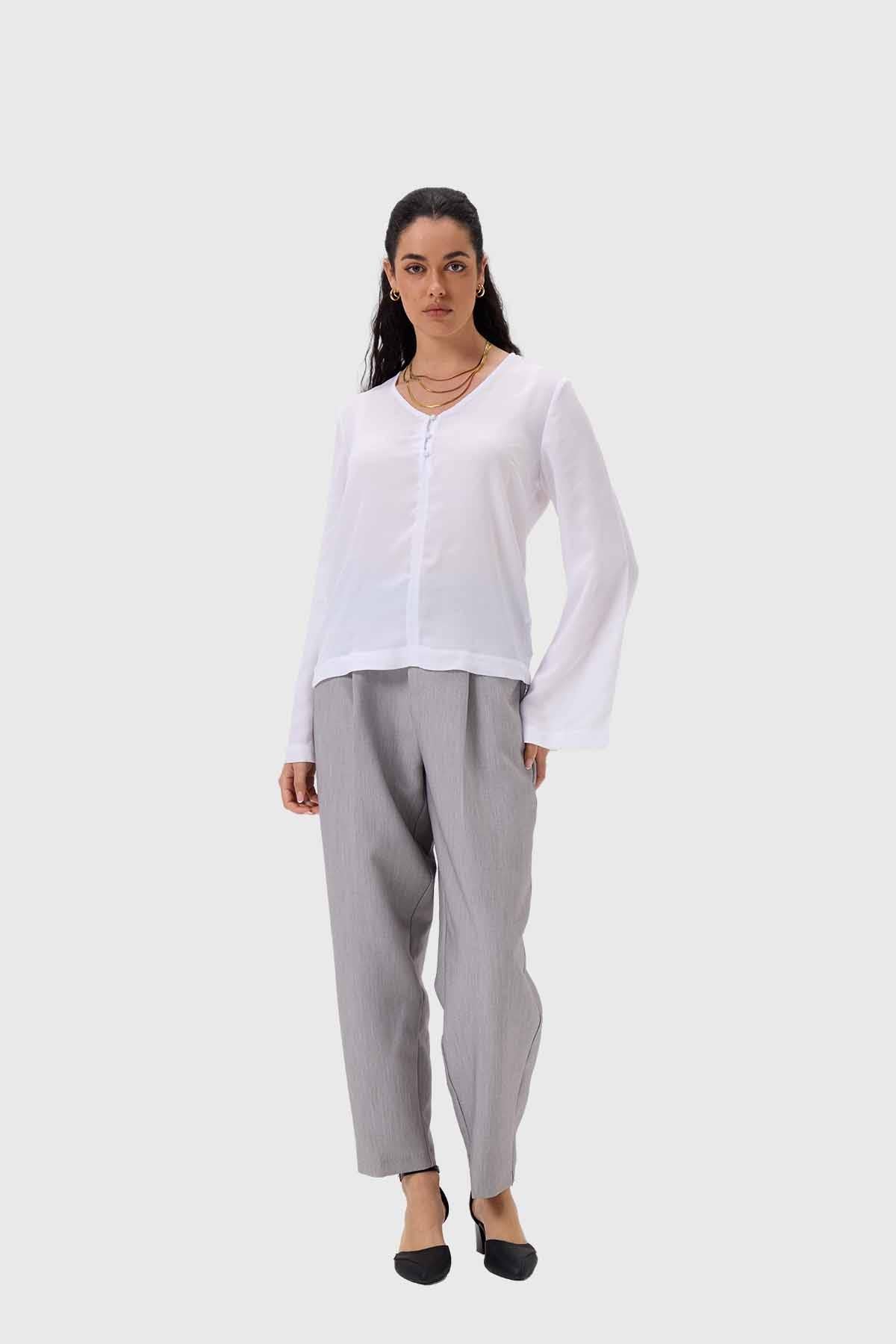 Blusa Mujer Manga Flare Blanco