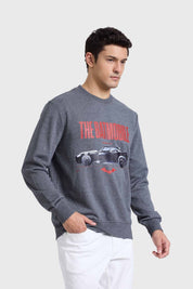 Poleron gris marengo melange para hombre con estampado de Batmobile.