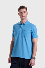 Polera Hombre Piqué Básica Azul