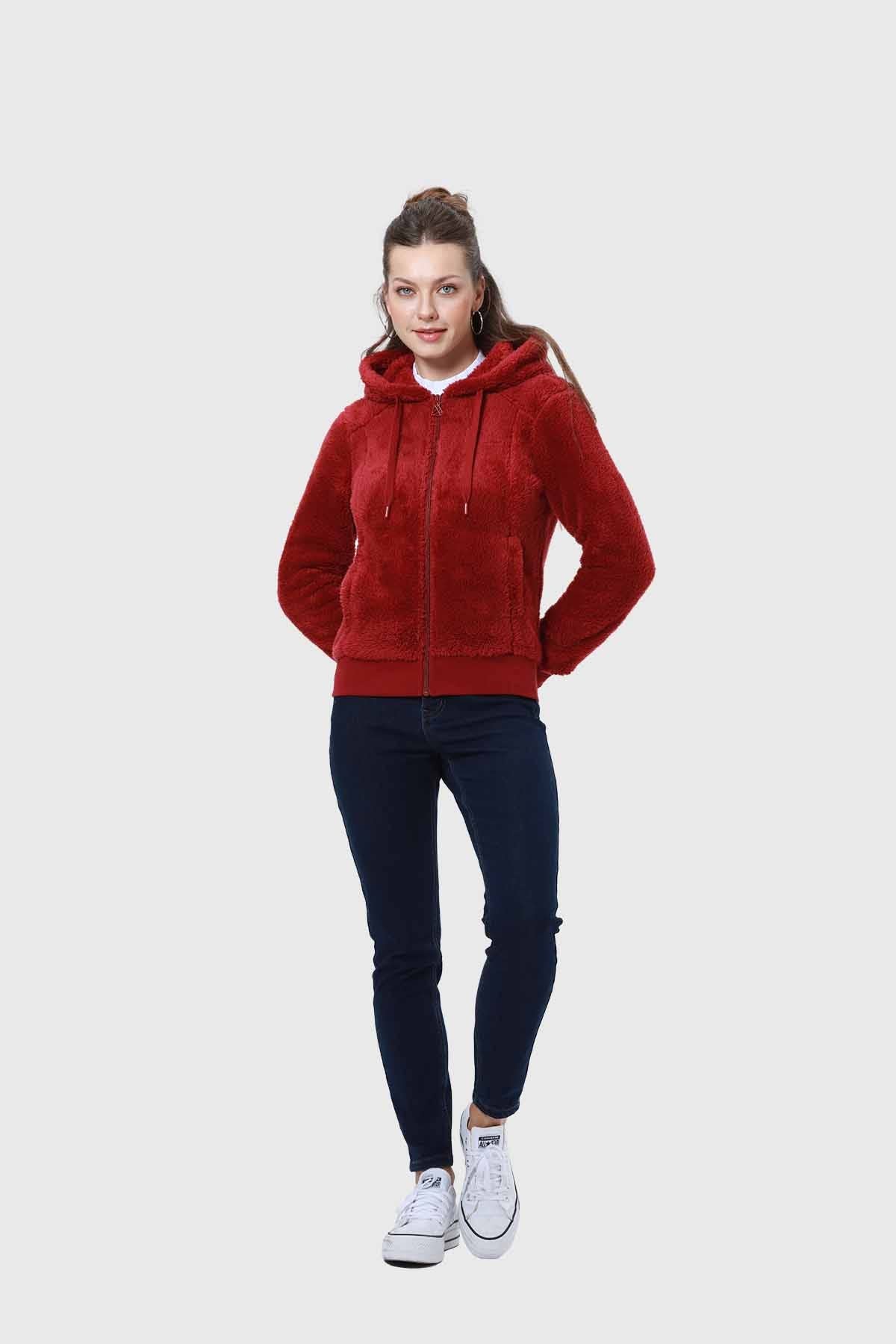 Polar Mujer Peludo Burdeo