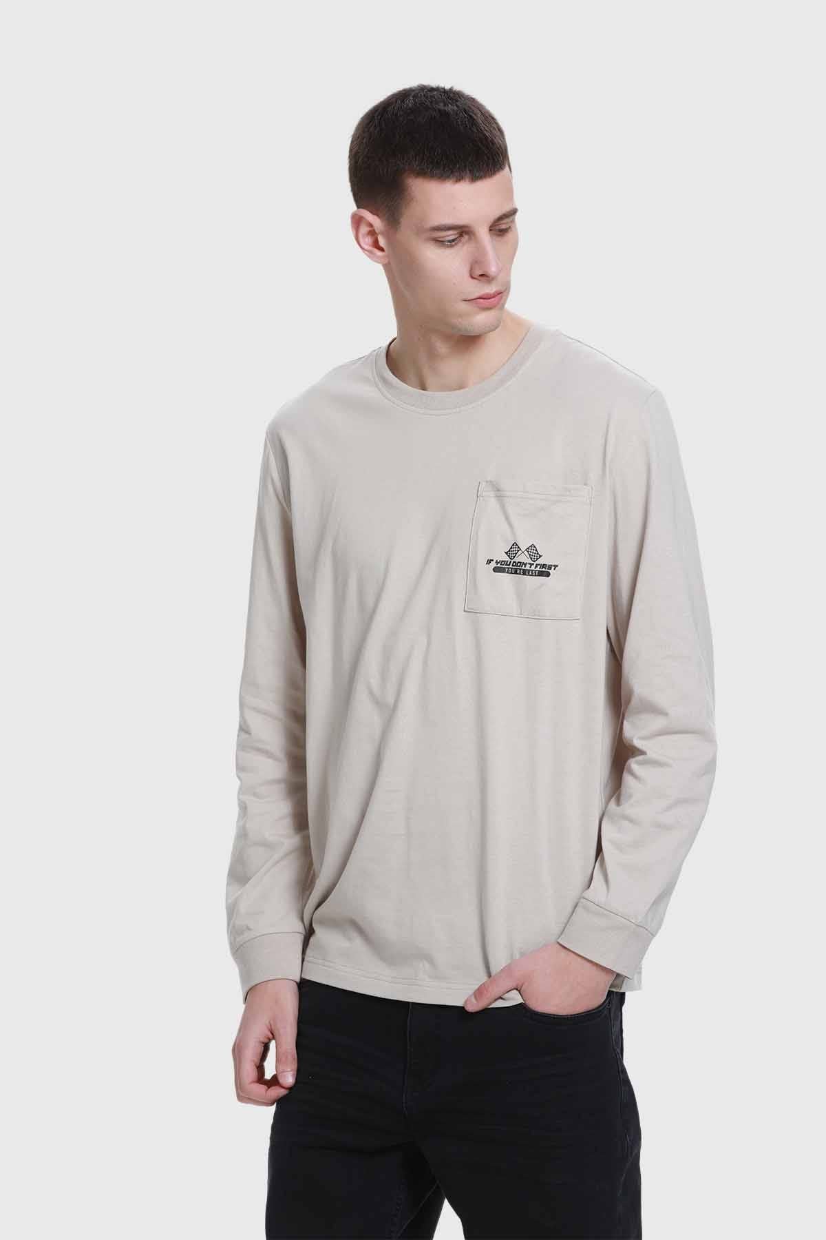 Polera Hombre Con Bolsillo Beige