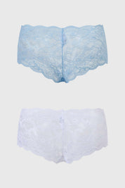 Calzón Mujer Pantaleta Bipack Encaje Celeste