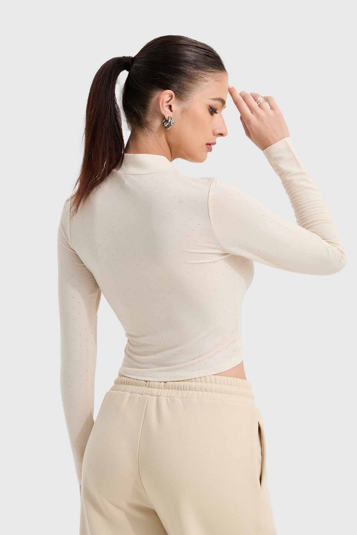 Polera Mujer Glitter Crudo