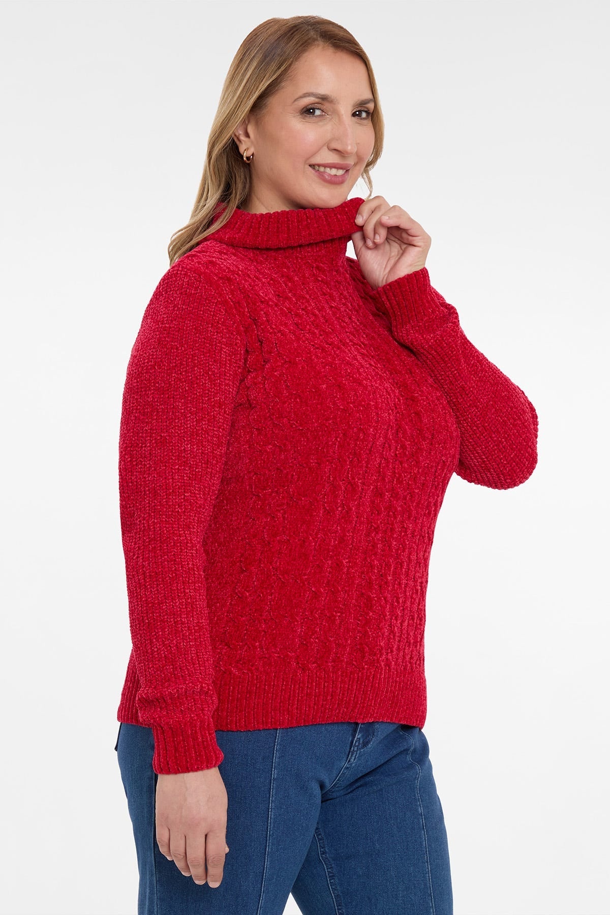 Sweater Mujer Trenzado Rojo