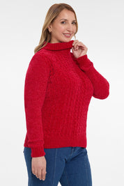 Sweater Mujer Trenzado Rojo