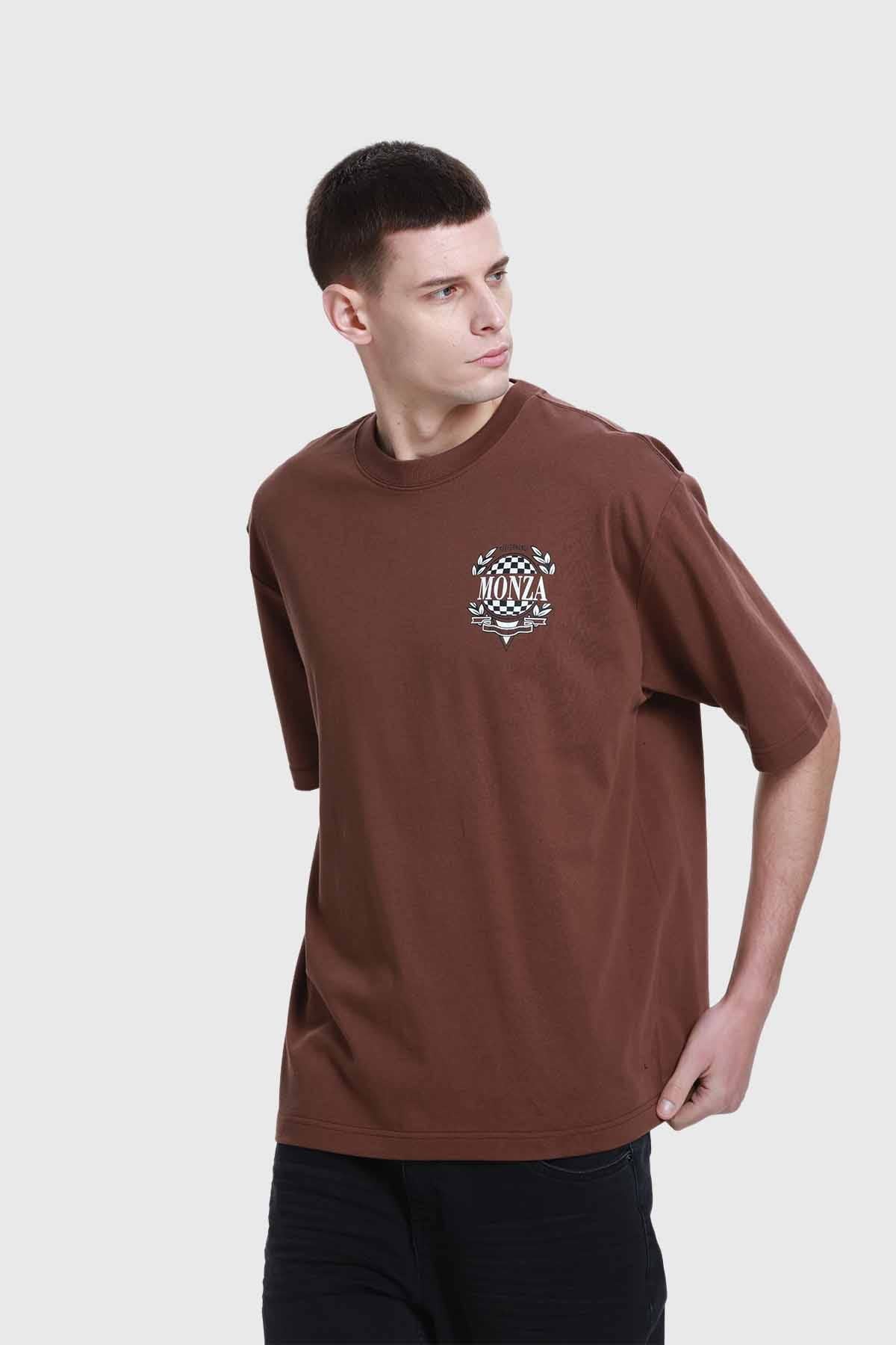 Polera Hombre Doble Print Chocolate