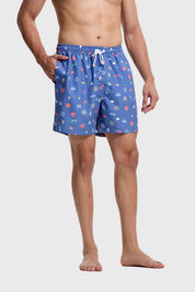Short De Baño Hombre Print Azul