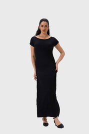 Vestido Mujer Largo Abertura Negro