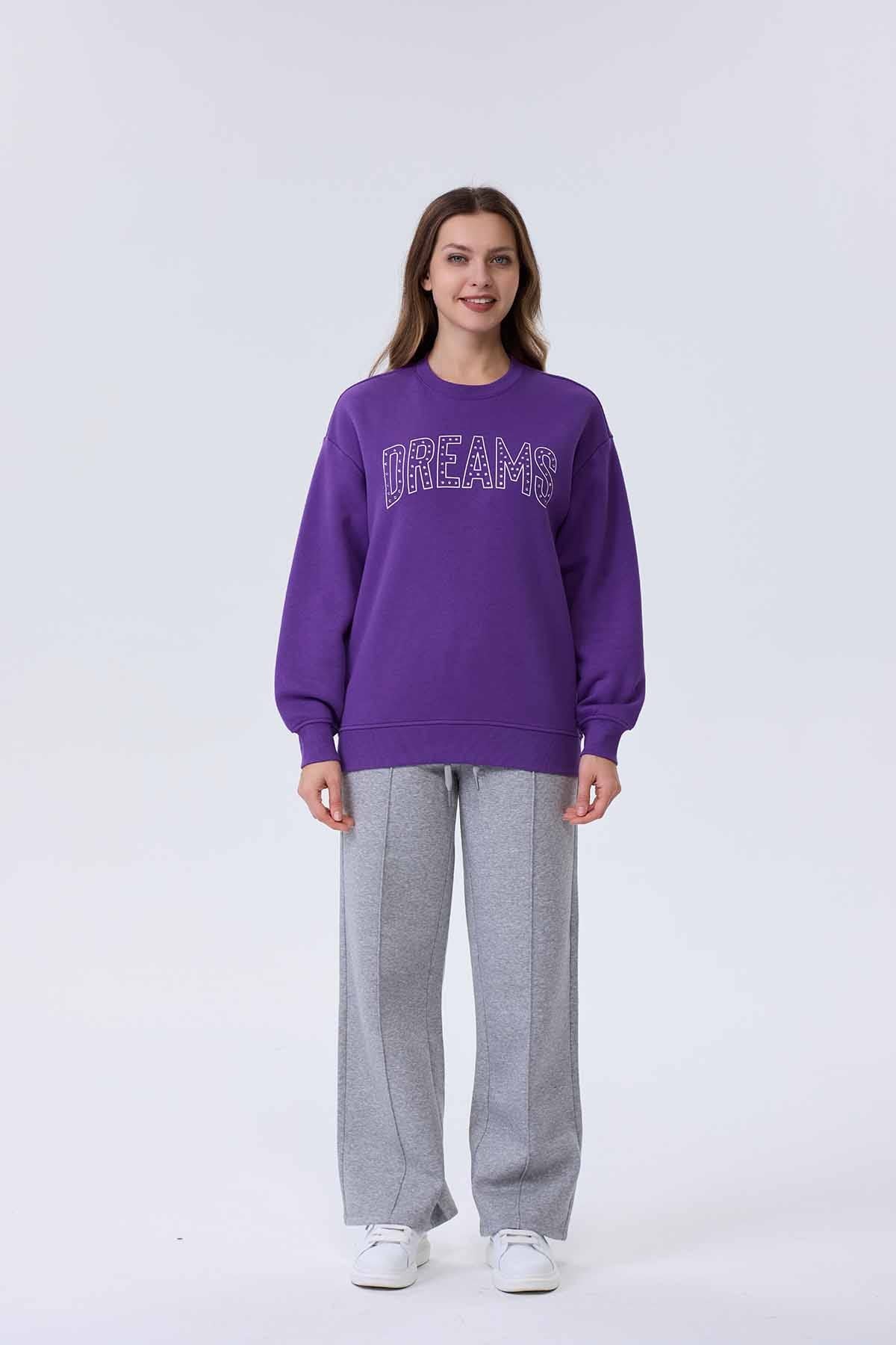 Polerón Mujer Tachas Morado