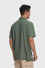 Camisa Hombre Textura Guayabera Verde