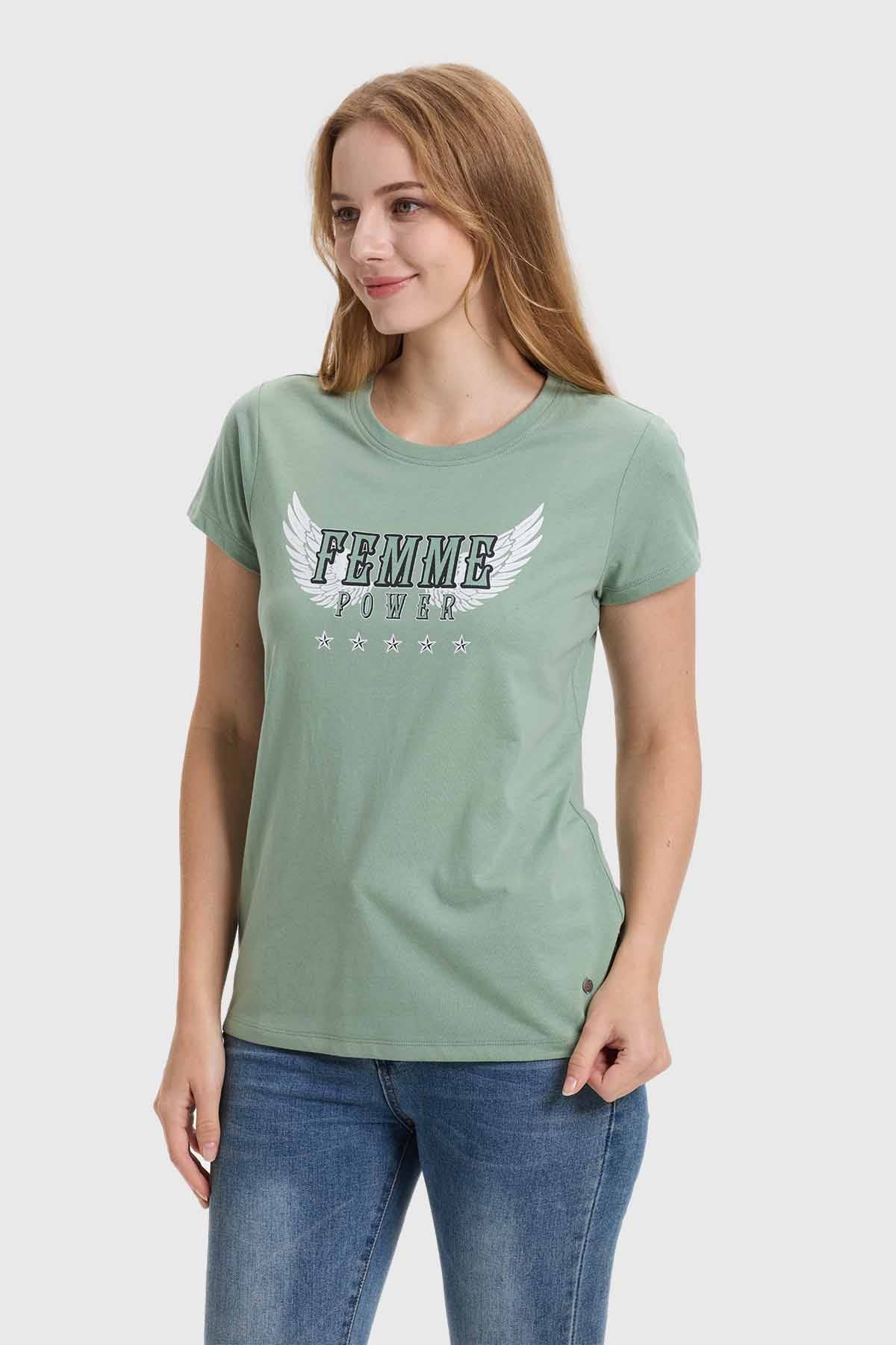 Polera Mujer Básica Print Verde