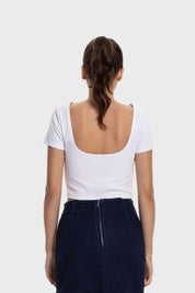 Polera Mujer Textura Sin Espalda Blanco