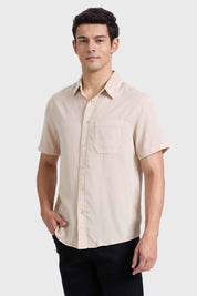 Camisa Hombre Con Bolsillo Beige