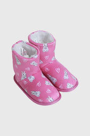 Pantufla Niña Bota Conejo Rosado